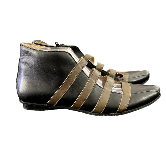 Giraudon Shoes - GIRAUDON New York Women's size 39 Leather Witchy Strappy Almond Toe Ankle Flats